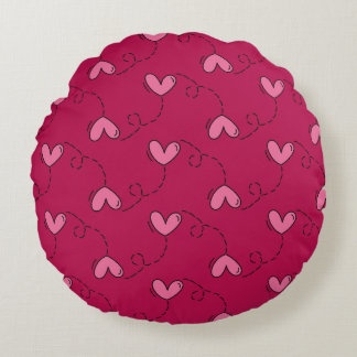 Heart Balloon Pattern Round Pillow