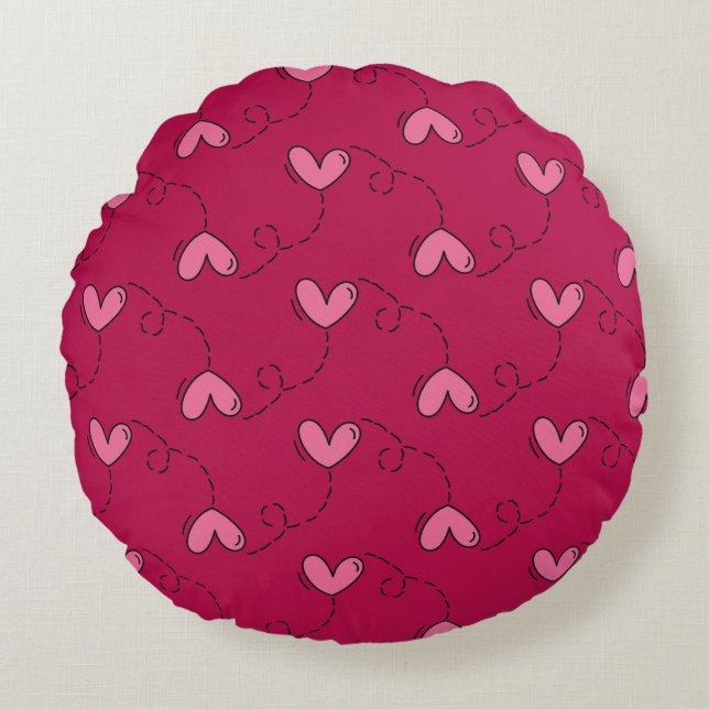 Heart Balloon Pattern Round Pillow (Front)