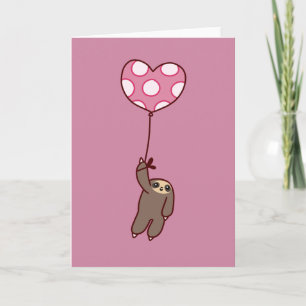 Heart Balloon Sloth Holiday Card