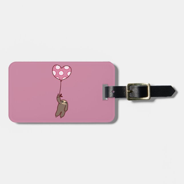Heart Balloon Sloth Luggage Tag (Front Horizontal)