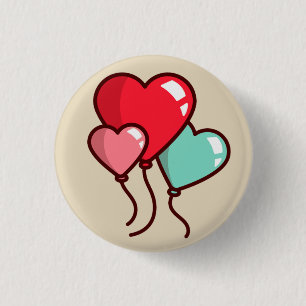 Heart Balloons 1 Inch Round Button