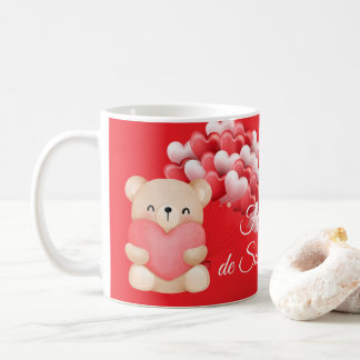 Heart balloons and bears, coffee mug Valentine's D