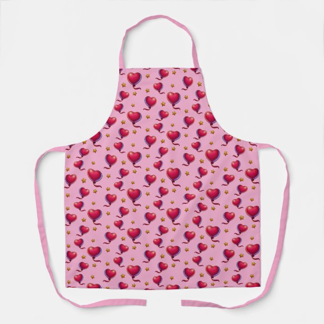Heart Balloons and Stars Apron (Front)
