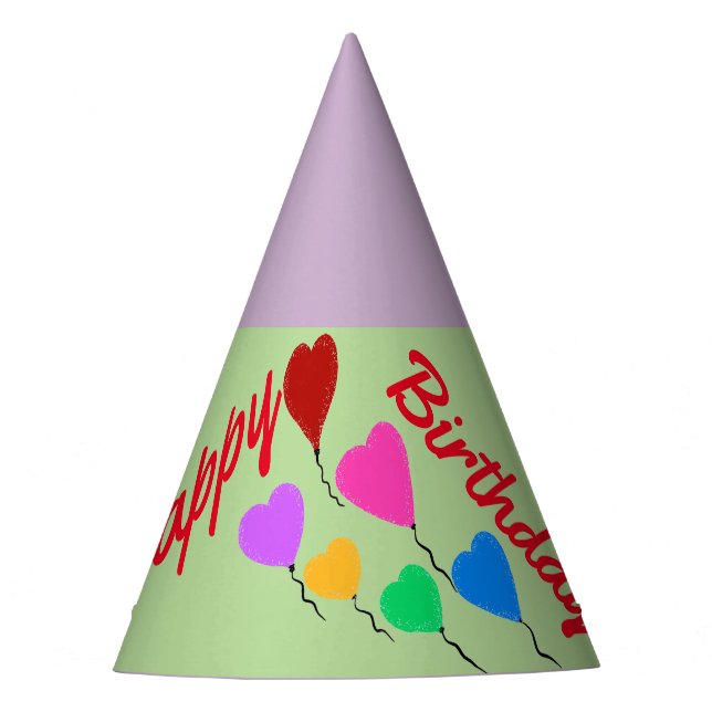 Heart Balloons Birthday Hats (Front)