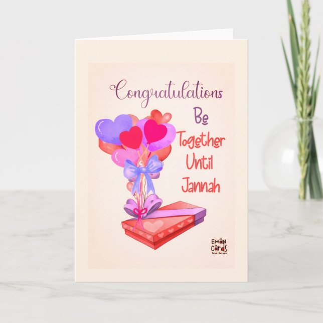 Heart Balloons Engagement Card (Front)