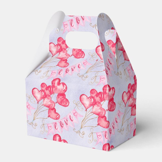 Heart Balloons Favor Box (Front Side)