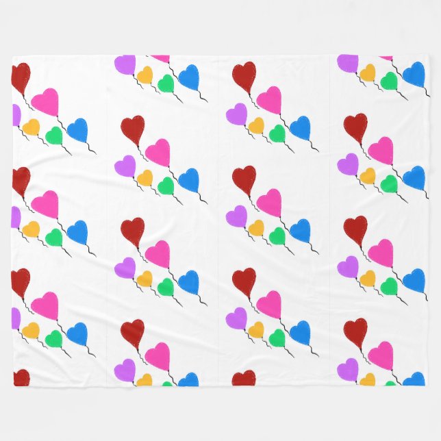 Heart Balloons Fleece Blanket (Front (Horizontal))