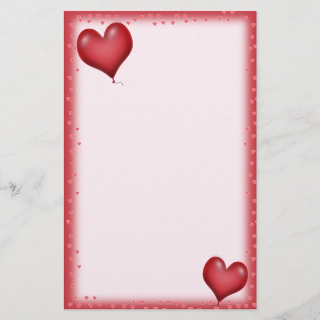 Heart Balloons Flying Stationery (Front)