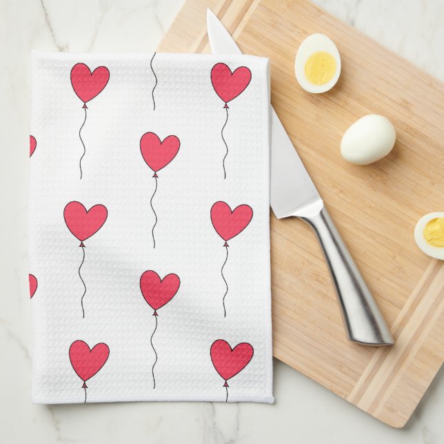 Heart Balloons Kitchen Towel (Quarter Fold)