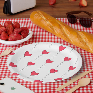 Heart Balloons Paper Plate