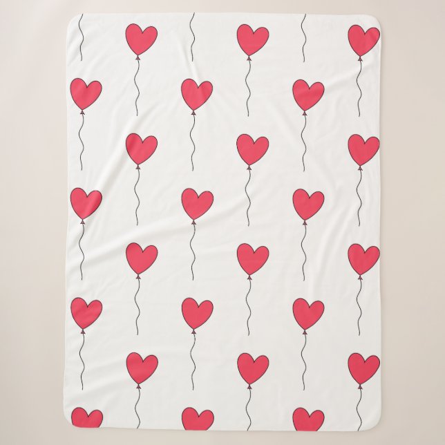 Heart Balloons Sherpa Blanket (Front)