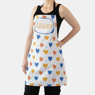 Heart Balloons Star Orange Yellow Blue Cute Apron