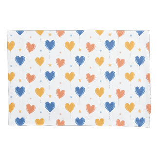 Heart Balloons Star Orange Yellow Blue Cute Pillowcase