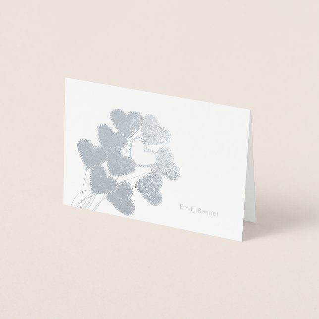 Heart Balloons Stationery Foil Card (Front)