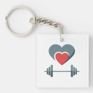 Heart, Barbell, Workout Keychain