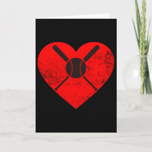 Heart Baseball Valentine Happy Sport Valentines Da Card