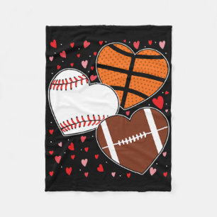 Heart Basketball Baseball Football Boys Men's Vale Fleece Blanket