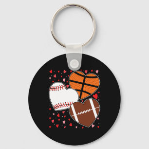Heart Basketball Baseball Football Boys Men's Vale Keychain