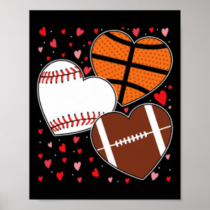 Heart Basketball Baseball Football Boys Men's Vale Poster
