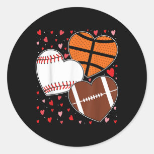 Heart Basketball Baseball Football Boys Mens Valen Classic Round Sticker