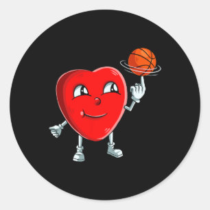 Heart Basketball Player Valentines Day Cute Sports Classic Round Sticker