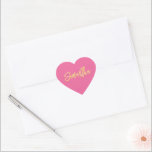 HEART BAT MITZVAH modern pretty pink gold script Heart Sticker<br><div class="desc">by kat massard >>> WWW.SIMPLYSWEETPAPERIE.COM <<< 
Love the design,  but would like to see some changes - another colour scheme,  product,  add a photo or adapted for a different occasion - no worries simply contact me,  kat@simplysweetPAPERIE.com - I am happy to help!</div>
