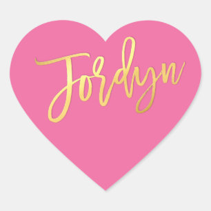 HEART BAT MITZVAH turquoise gold script JORDYN Sticker
