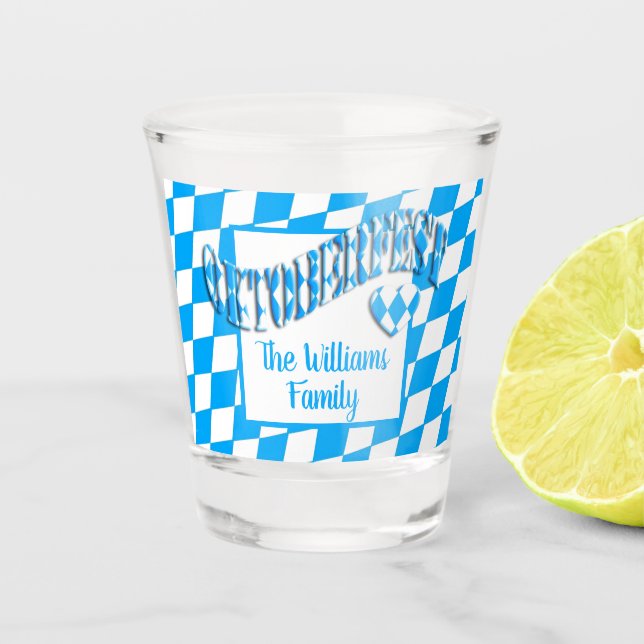 Heart Bayern Bavarian Flag Colours Oktoberfest Shot Glass (Front)