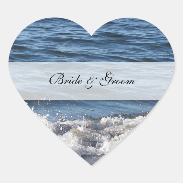 Heart Beach Theme Wedding Stickers (Front)