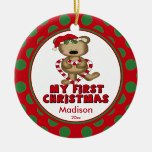 Heart Bear Baby's First Christmas Ornament