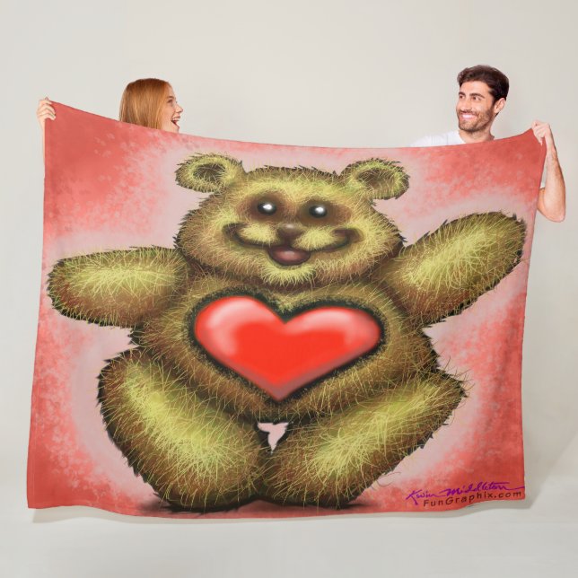 Heart Bear Fleece Blanket (In Situ)