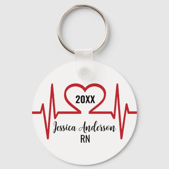 Heart Beat Doctor Nurse Medical Keychain (Front)