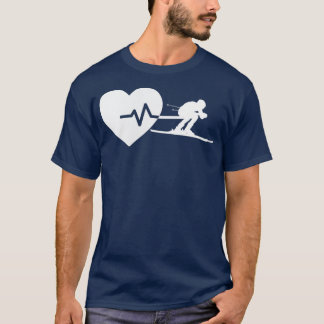 Heart beat hobby leisure skiing driving winter spo T-Shirt