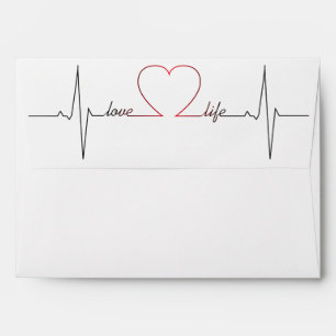 Heart beat with love life inspirational quote envelope