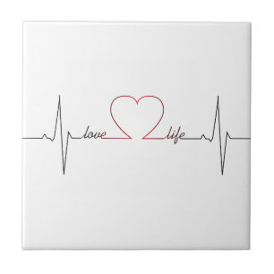 Heart beat with love life inspirational quote tile