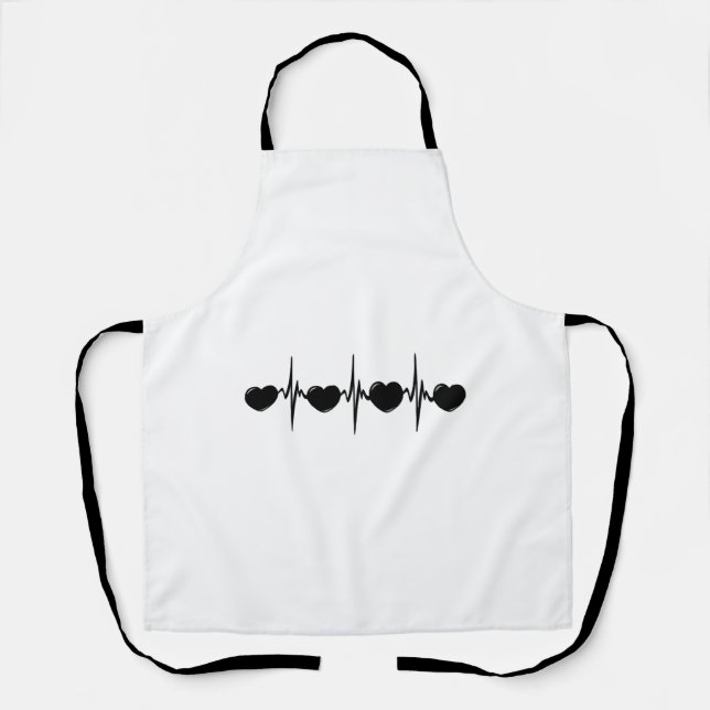 Heart beat with small hearts cardio ECG Apron (Front)