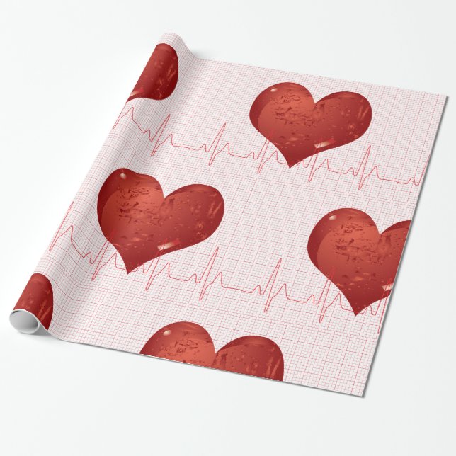 Heart Beat Wrapping Paper (Unrolled)
