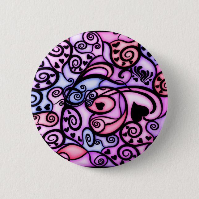 Heart Beats Singing, Stained Glass style 2 Inch Round Button (Front)