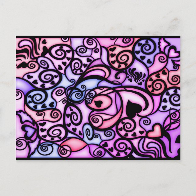 Heart Beats Singing, Stained Glass style Postcard (Front)