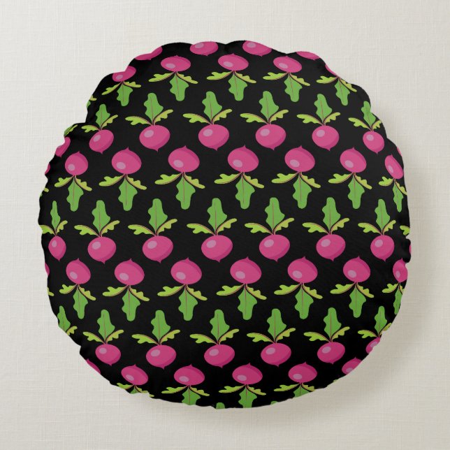 Heart Beets Round Pillow (Front)
