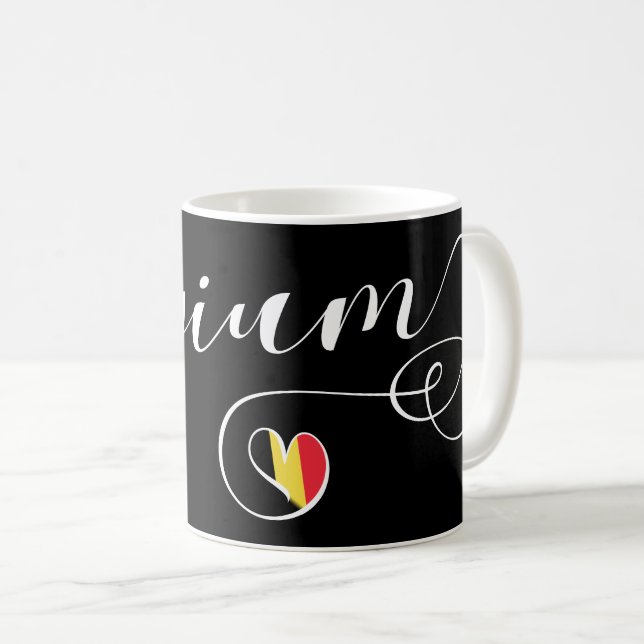 Heart Belgium Mug, Belgian Flag Coffee Mug