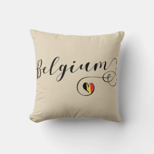 Heart Belgium Pillow, Belgian Flag Throw Pillow