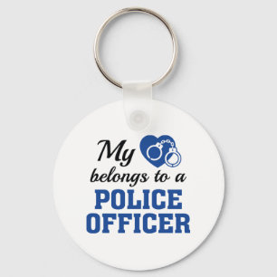 Heart Belongs Police Officer Keychain