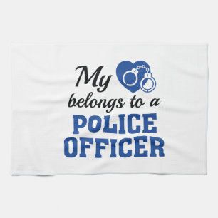 Heart Belongs Police Officer Kitchen Towel