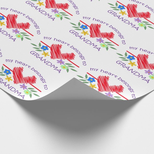 Heart belongs to Grandma Wrapping Paper (Corner)
