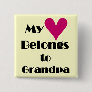 Heart Belongs to Grandpa Tshirts and Gifts 2 Inch Square Button
