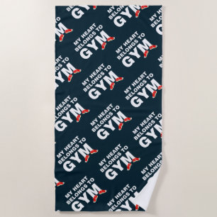 Heart Belongs To Gym Beach Towel
