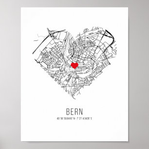 Heart Bern City Map (Switzerland) Poster