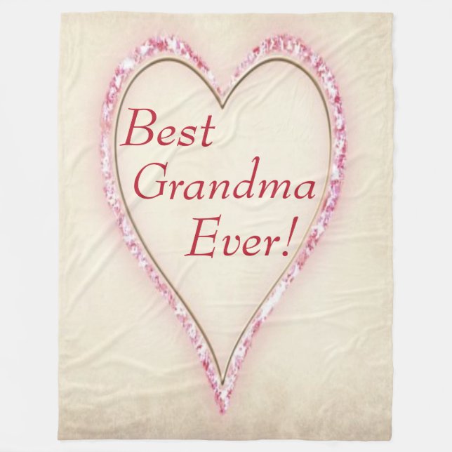 Heart Best Grandma Ever Fleece Blanket (Front)