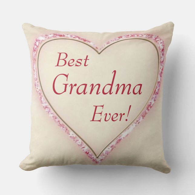 Heart Best Grandma Ever Throw Pillow (Front)
